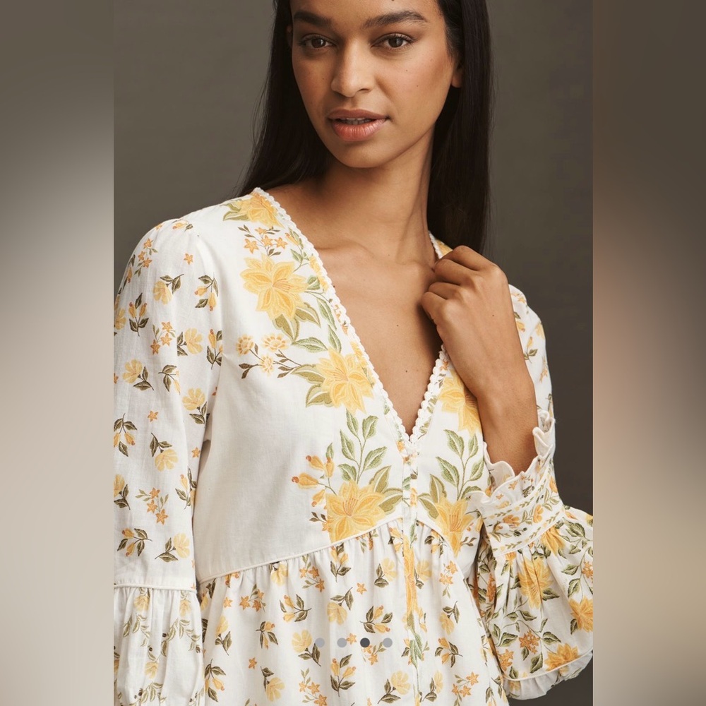 FARM Rio Azalea Garden Puff Sleeve Blouse - Picture 2 of 4